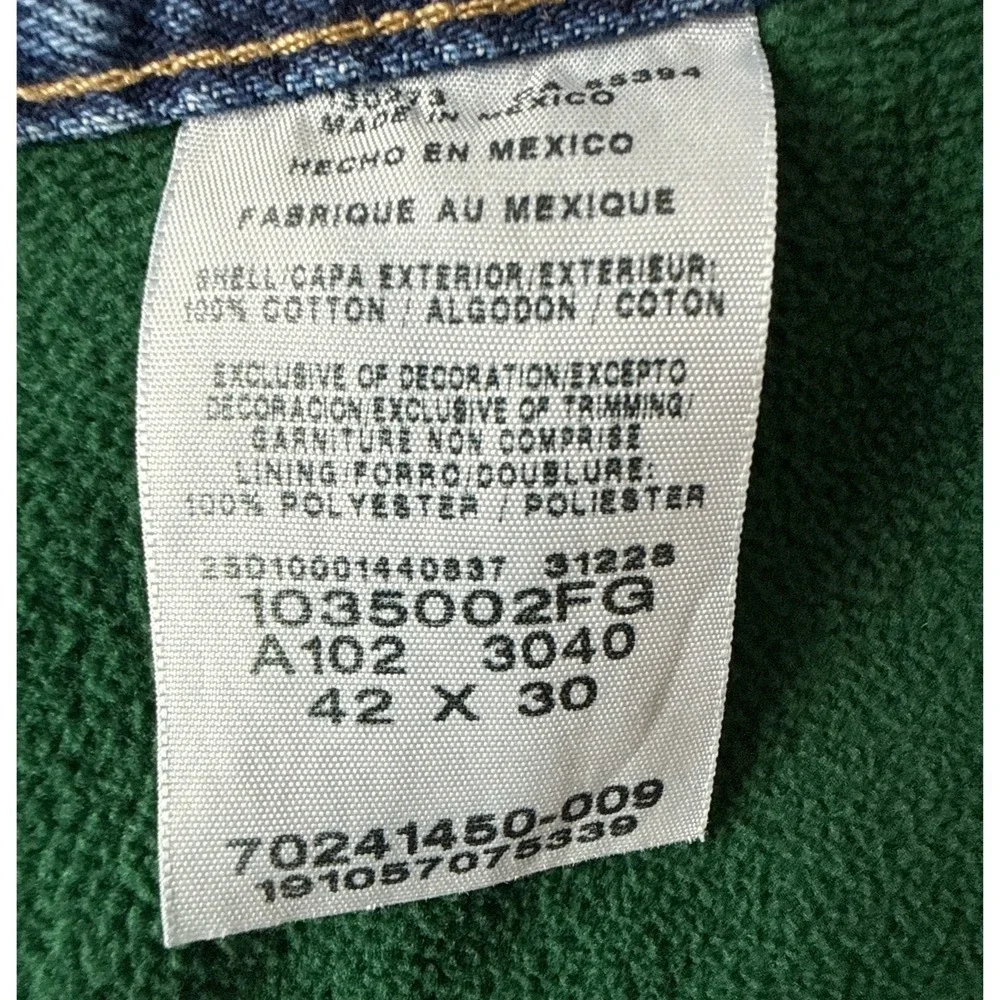 Wrangler Fleece Lined Jeans 42x30 Relaxed Fit Straight Leg Mens‎